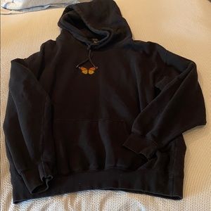 Brandy Melville Black and Orange Butterfly Hoodie